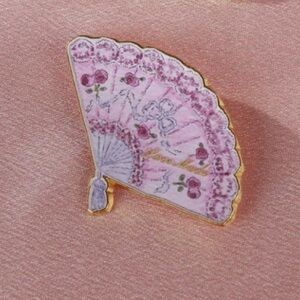 Lacemade Pink Fan Enamel Pin Badge